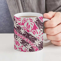 Tarona Tahiti Tiare Monstera Ceramic Mug Polynesian Pattern Curve Style LT01 - Polynesian Pride