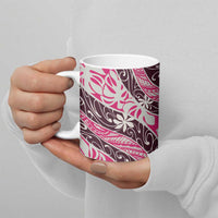 Tarona Tahiti Tiare Monstera Ceramic Mug Polynesian Pattern Curve Style LT01 - Polynesian Pride