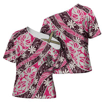Tarona Tahiti Tiare Monstera Cross Shoulder Shirt Polynesian Pattern Curve Style LT01 - Polynesian Pride