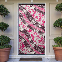 Tarona Tahiti Tiare Monstera Door Cover Polynesian Pattern Curve Style LT01 Pink - Polynesian Pride