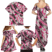Tarona Tahiti Tiare Monstera Family Matching Summer Maxi Dress and Hawaiian Shirt Polynesian Pattern Curve Style - Polynesian Pride