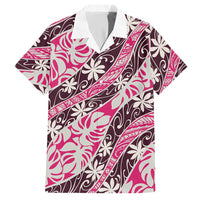 Tarona Tahiti Tiare Monstera Hawaiian Shirt Polynesian Pattern Curve Style LT01 Pink - Polynesian Pride