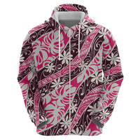 Tarona Tahiti Tiare Monstera Hoodie Polynesian Pattern Curve Style - Polynesian Pride