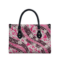 Tarona Tahiti Tiare Monstera Leather Bag Polynesian Pattern Curve Style LT01 - Polynesian Pride