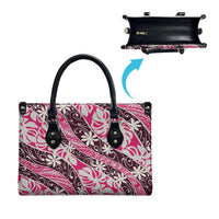 Tarona Tahiti Tiare Monstera Leather Bag Polynesian Pattern Curve Style LT01 - Polynesian Pride
