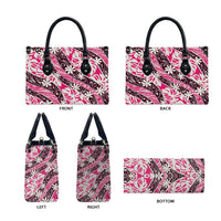 Tarona Tahiti Tiare Monstera Leather Bag Polynesian Pattern Curve Style LT01 - Polynesian Pride