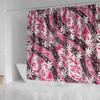 Tarona Tahiti Tiare Monstera Shower Curtain Polynesian Pattern Curve Style LT01 - Polynesian Pride