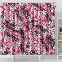 Tarona Tahiti Tiare Monstera Shower Curtain Polynesian Pattern Curve Style LT01 - Polynesian Pride