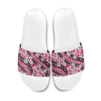 Tarona Tahiti Tiare Monstera Slide Sandals Polynesian Pattern Curve Style LT01 Pink - Polynesian Pride