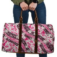 Tarona Tahiti Tiare Monstera Travel Bag Polynesian Pattern Curve Style LT01 Pink - Polynesian Pride