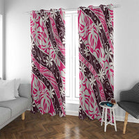 Tarona Tahiti Tiare Monstera Window Curtain Polynesian Pattern Curve Style - Polynesian Pride