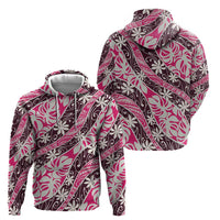 Tarona Tahiti Tiare Monstera Zip Hoodie Polynesian Pattern Curve Style - Polynesian Pride