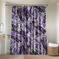 Vareau Tahiti Tiare Monstera Bathroom Set Polynesian Pattern Curve Style LT01 Shower Curtain Only Purple - Polynesian Pride