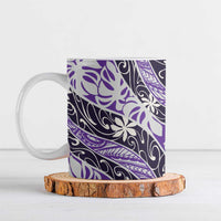 Vareau Tahiti Tiare Monstera Ceramic Mug Polynesian Pattern Curve Style LT01 Purple - Polynesian Pride
