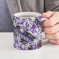 Vareau Tahiti Tiare Monstera Ceramic Mug Polynesian Pattern Curve Style LT01 - Polynesian Pride
