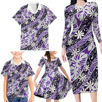 Vareau Tahiti Tiare Monstera Family Matching Long Sleeve Bodycon Dress and Hawaiian Shirt Polynesian Pattern Curve Style LT01 - Polynesian Pride