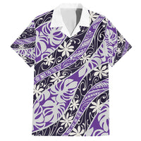 Vareau Tahiti Tiare Monstera Family Matching Long Sleeve Bodycon Dress and Hawaiian Shirt Polynesian Pattern Curve Style LT01 Dad's Shirt - Short Sleeve Purple - Polynesian Pride