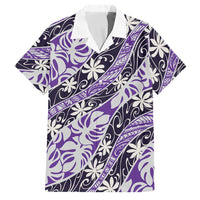 Vareau Tahiti Tiare Monstera Family Matching Tank Maxi Dress and Hawaiian Shirt Polynesian Pattern Curve Style LT01 Dad's Shirt - Short Sleeve Purple - Polynesian Pride