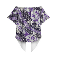 Vareau Tahiti Tiare Monstera Off Shoulder Wrap Waist Top Polynesian Pattern Curve Style LT01 - Polynesian Pride
