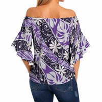 Vareau Tahiti Tiare Monstera Off Shoulder Wrap Waist Top Polynesian Pattern Curve Style LT01 - Polynesian Pride