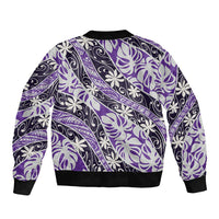 Vareau Tahiti Tiare Monstera Sleeve Zip Bomber Jacket Polynesian Pattern Curve Style - Polynesian Pride