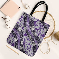 Vareau Tahiti Tiare Monstera Tote Bag Polynesian Pattern Curve Style LT01 Black Strap One Size Purple - Polynesian Pride