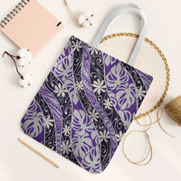 Vareau Tahiti Tiare Monstera Tote Bag Polynesian Pattern Curve Style LT01 White Strap One Size Purple - Polynesian Pride
