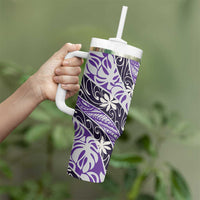 Vareau Tahiti Tiare Monstera Tumbler With Handle Polynesian Pattern Curve Style - Polynesian Pride