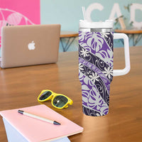 Vareau Tahiti Tiare Monstera Tumbler With Handle Polynesian Pattern Curve Style - Polynesian Pride