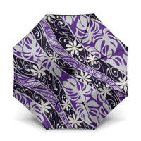 Vareau Tahiti Tiare Monstera Umbrella Polynesian Pattern Curve Style LT01 One Size Folded 11.42 inch Opened Diameter 37.4 inch Purple - Polynesian Pride
