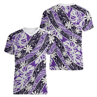 Vareau Tahiti Tiare Monstera Women V-Neck T-Shirt Polynesian Pattern Curve Style LT01 - Polynesian Pride