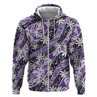 Vareau Tahiti Tiare Monstera Zip Hoodie Polynesian Pattern Curve Style - Polynesian Pride