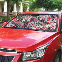 Uteute Tahiti Tiare Monstera Auto Sun Shade Polynesian Pattern Curve Style LT01 - Polynesian Pride