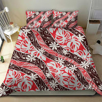 Uteute Tahiti Tiare Monstera Bedding Set Polynesian Pattern Curve Style - Polynesian Pride
