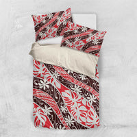 Uteute Tahiti Tiare Monstera Bedding Set Polynesian Pattern Curve Style - Polynesian Pride