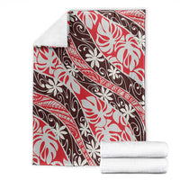 Uteute Tahiti Tiare Monstera Blanket Polynesian Pattern Curve Style - Polynesian Pride