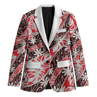 Uteute Tahiti Tiare Monstera Blazer Polynesian Pattern Curve Style - Polynesian Pride
