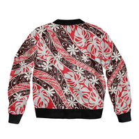 Uteute Tahiti Tiare Monstera Bomber Jacket Polynesian Pattern Curve Style - Polynesian Pride