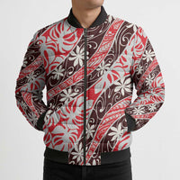 Uteute Tahiti Tiare Monstera Bomber Puffer Jacket Polynesian Pattern Curve Style - Polynesian Pride