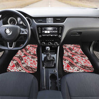 Uteute Tahiti Tiare Monstera Car Mats Polynesian Pattern Curve Style LT01 Set 2pcs - Front Red - Polynesian Pride