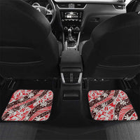 Uteute Tahiti Tiare Monstera Car Mats Polynesian Pattern Curve Style LT01 Set 2pcs - Back Red - Polynesian Pride