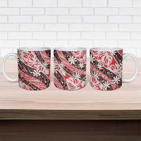 Uteute Tahiti Tiare Monstera Ceramic Mug Polynesian Pattern Curve Style LT01 - Polynesian Pride
