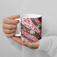Uteute Tahiti Tiare Monstera Ceramic Mug Polynesian Pattern Curve Style LT01 - Polynesian Pride
