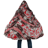 Uteute Tahiti Tiare Monstera Cloak Polynesian Pattern Curve Style LT01 Unisex Red - Polynesian Pride