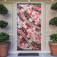 Uteute Tahiti Tiare Monstera Door Cover Polynesian Pattern Curve Style LT01 Red - Polynesian Pride
