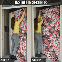 Uteute Tahiti Tiare Monstera Door Cover Polynesian Pattern Curve Style LT01 - Polynesian Pride