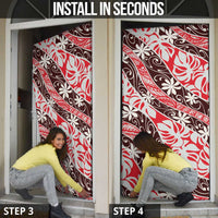 Uteute Tahiti Tiare Monstera Door Cover Polynesian Pattern Curve Style LT01 - Polynesian Pride