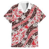 Uteute Tahiti Tiare Monstera Family Matching Long Sleeve Bodycon Dress and Hawaiian Shirt Polynesian Pattern Curve Style LT01 Dad's Shirt - Short Sleeve Red - Polynesian Pride