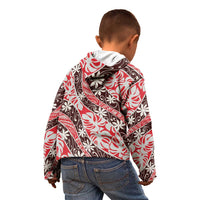 Uteute Tahiti Tiare Monstera Kid Hoodie Polynesian Pattern Curve Style - Polynesian Pride