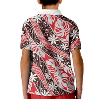 Uteute Tahiti Tiare Monstera Kid Polo Shirt Polynesian Pattern Curve Style LT01 - Polynesian Pride